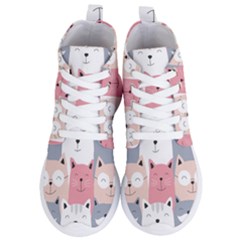 Cute Seamless Pattern With Cats Women s Lightweight High Top Sneakers