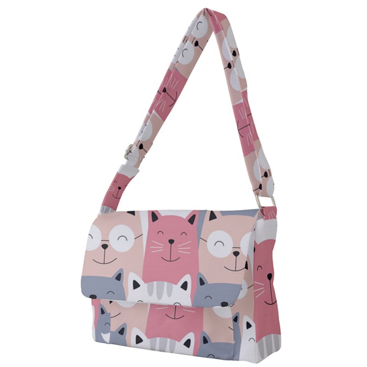 Cute Seamless Pattern With Cats Full Print Messenger Bag (S)