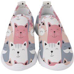 Cute Seamless Pattern With Cats Kids  Slip On Sneakers