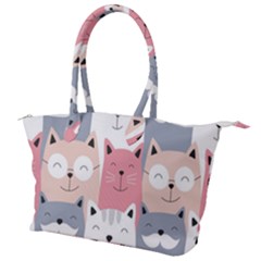 Cute Seamless Pattern With Cats Canvas Shoulder Bag