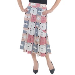 Cute Seamless Pattern With Cats Midi Mermaid Skirt