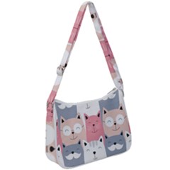 Cute Seamless Pattern With Cats Zip Up Shoulder Bag