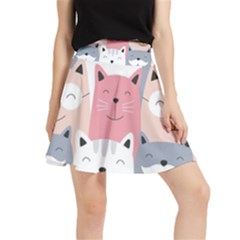 Cute Seamless Pattern With Cats Waistband Skirt