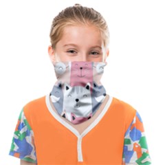 Cute Seamless Pattern With Cats Face Covering Bandana (kids)