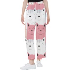 Cute Seamless Pattern With Cats Women s Pants  by Jancukart