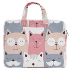 Cute Seamless Pattern With Cats Macbook Pro13  Double Pocket Laptop Bag by Jancukart