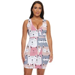 Cute Seamless Pattern With Cats Draped Bodycon Dress