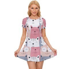 Cute Seamless Pattern With Cats Women s Sports Wear Set