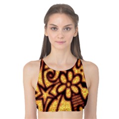 Background-pattern Tank Bikini Top