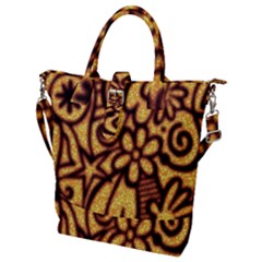 Background-pattern Buckle Top Tote Bag