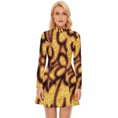 Background-pattern Long Sleeve Velour Longline Dress