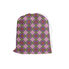 Seamless Psychedelic Pattern Drawstring Pouch (large)