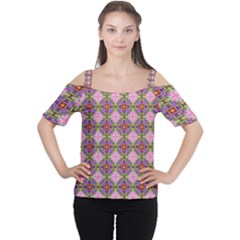 Seamless Psychedelic Pattern Cutout Shoulder Tee