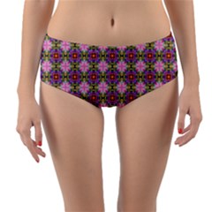 Seamless Psychedelic Pattern Reversible Mid-waist Bikini Bottoms