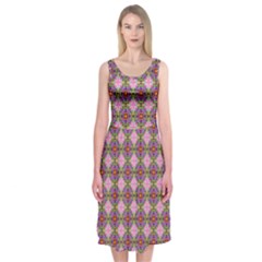 Seamless Psychedelic Pattern Midi Sleeveless Dress