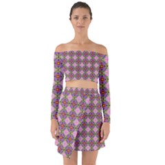 Seamless Psychedelic Pattern Off Shoulder Top With Skirt Set