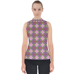 Seamless Psychedelic Pattern Mock Neck Shell Top by Jancukart