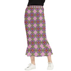 Seamless Psychedelic Pattern Maxi Fishtail Chiffon Skirt