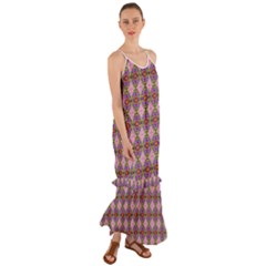 Seamless Psychedelic Pattern Cami Maxi Ruffle Chiffon Dress