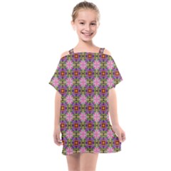 Seamless Psychedelic Pattern Kids  One Piece Chiffon Dress