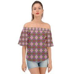 Seamless Psychedelic Pattern Off Shoulder Short Sleeve Top