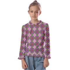 Seamless Psychedelic Pattern Kids  Frill Detail Tee