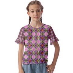 Seamless Psychedelic Pattern Kids  Cuff Sleeve Scrunch Bottom Tee