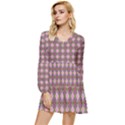 Seamless Psychedelic Pattern Tiered Long Sleeve Mini Dress View1