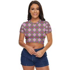 Seamless Psychedelic Pattern Side Button Cropped Tee