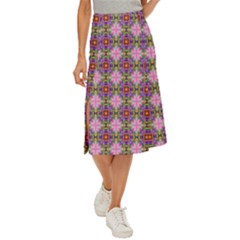 Seamless Psychedelic Pattern Midi Panel Skirt