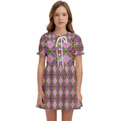 Seamless Psychedelic Pattern Kids  Sweet Collar Dress