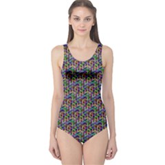 Seamless Prismatic Geometric Pattern With Background One Piece Swimsuit