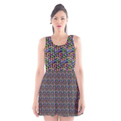 Seamless Prismatic Geometric Pattern With Background Scoop Neck Skater Dress