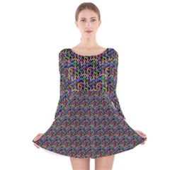 Seamless Prismatic Geometric Pattern With Background Long Sleeve Velvet Skater Dress