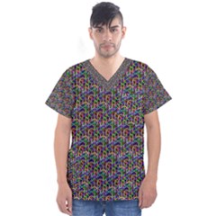 Seamless Prismatic Geometric Pattern With Background Men s V-neck Scrub Top