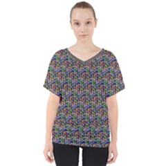 Seamless Prismatic Geometric Pattern With Background V-neck Dolman Drape Top