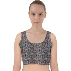 Seamless Prismatic Geometric Pattern With Background Velvet Racer Back Crop Top