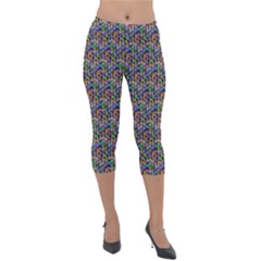 Seamless Prismatic Geometric Pattern With Background Lightweight Velour Capri Leggings 