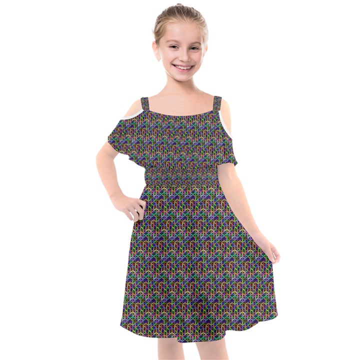 Seamless Prismatic Geometric Pattern With Background Kids  Cut Out Shoulders Chiffon Dress