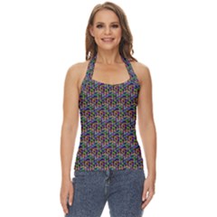 Seamless Prismatic Geometric Pattern With Background Basic Halter Top