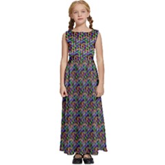 Seamless Prismatic Geometric Pattern With Background Kids  Satin Sleeveless Maxi Dress