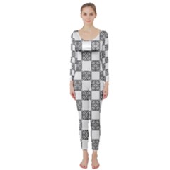 Seamless Tile Derivative Pattern Long Sleeve Catsuit