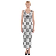 Seamless Tile Derivative Pattern Fitted Maxi Dress