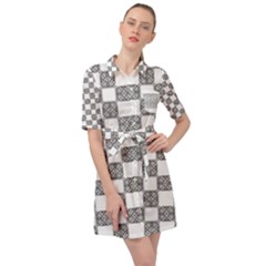 Seamless Tile Derivative Pattern Belted Shirt Dress