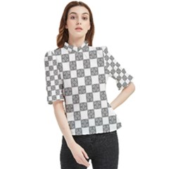 Seamless Tile Derivative Pattern Frill Neck Blouse