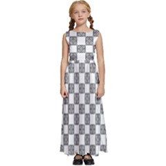 Seamless Tile Derivative Pattern Kids  Satin Sleeveless Maxi Dress