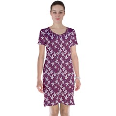 Small Flowers Pattern Short Sleeve Nightdress