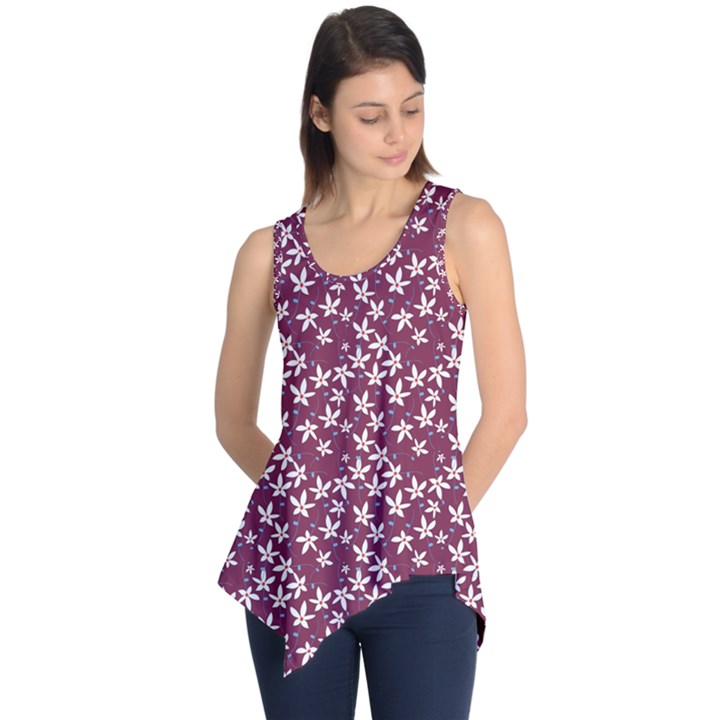 Small Flowers Pattern Sleeveless Tunic