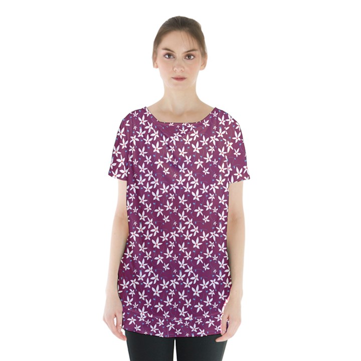 Small Flowers Pattern Skirt Hem Sports Top