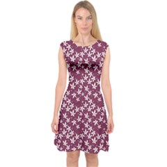 Small Flowers Pattern Capsleeve Midi Dress